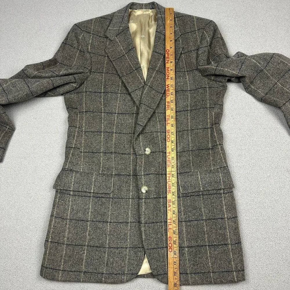 Vintage Austin Reed Of Regent Street Blazer Brown Plaid HBT Sport Coat 4 Button